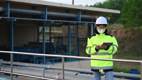 environmental engineers work at wastewater treatment plants