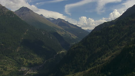 beautiful valley in french alp mountains of vanoise national park, aerial