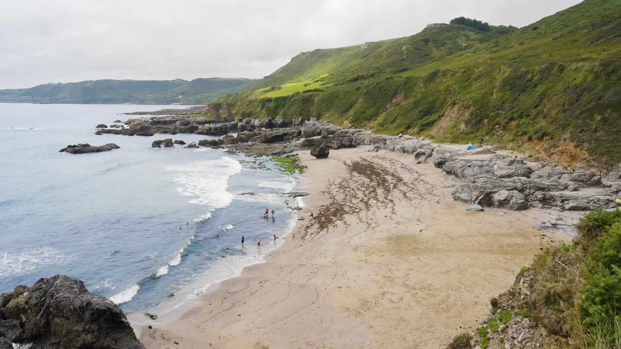 Coastal Beach Scene with People
