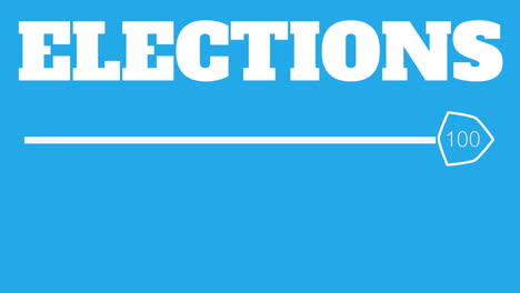 elections text animation with arrow pointing to 100 on blue background