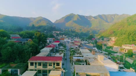 aerial shot of small village in hebei china