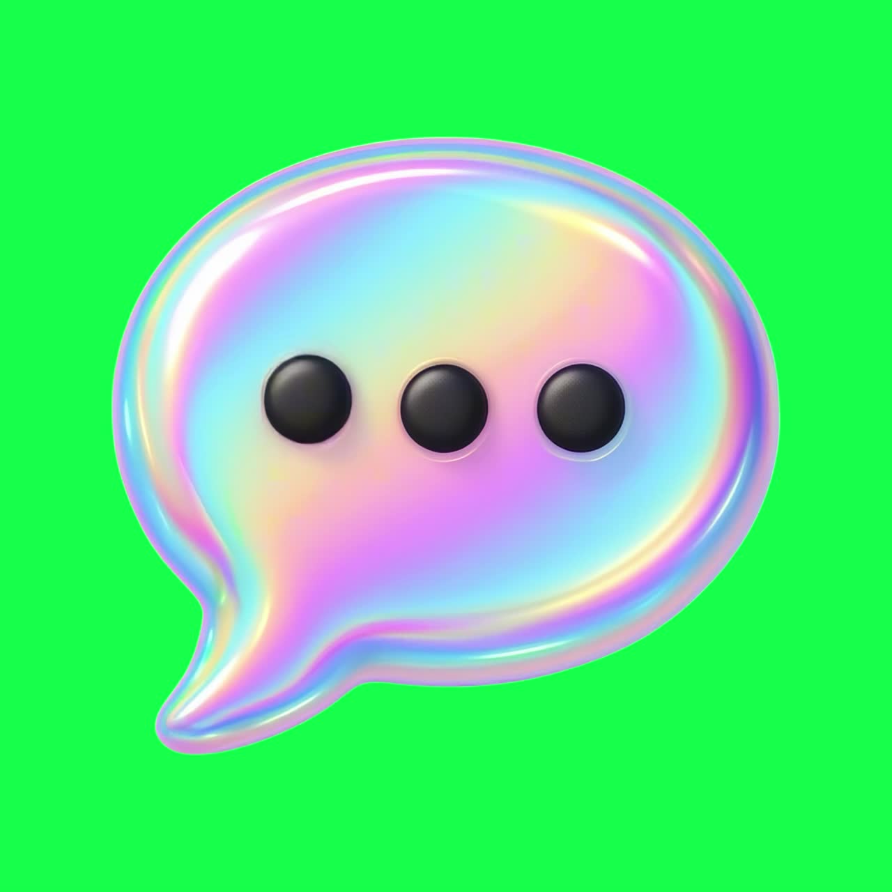 Holographic chat bubble design animation, transparent 4K video, green screen