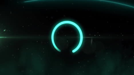 animación circular brillante con partículas sobre un fondo oscuro