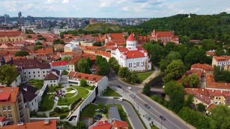 church of the holy mother of god in downtown vilnius, aerial view