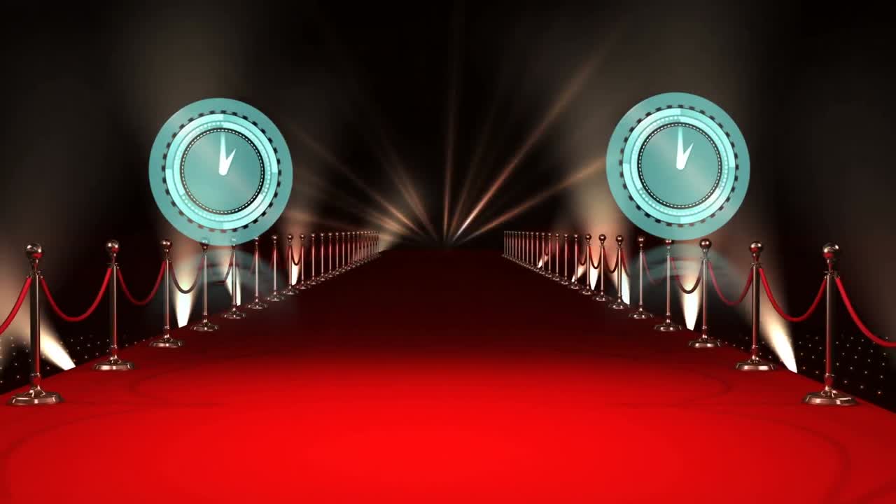 빨간 카 ⁇ 과 불빛 위에 움직이는 시계의 애니메이션