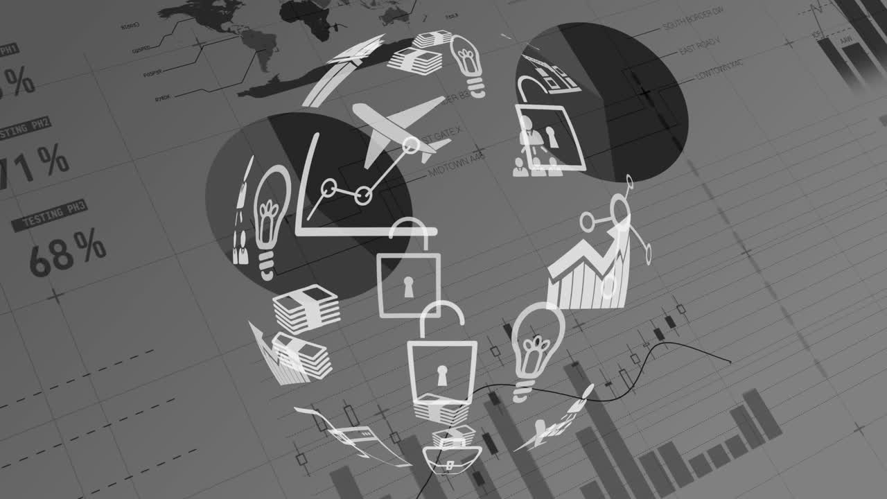 diferentes iconos y gráficos 4k