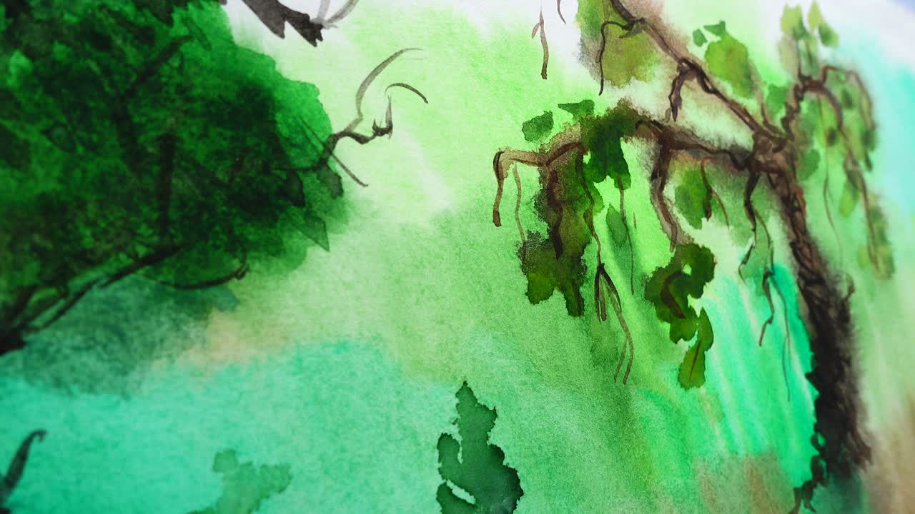 El dibujo de árboles en un jardín