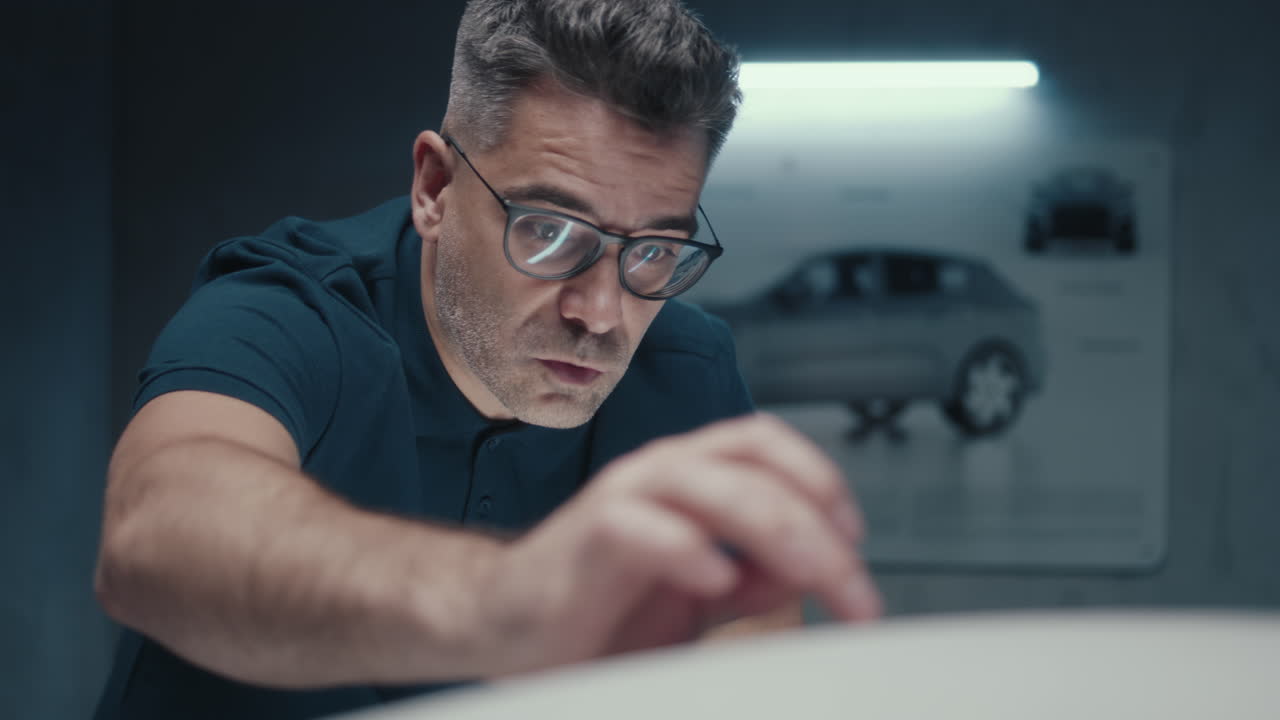 Automotive Designer Inspecting a Prototype