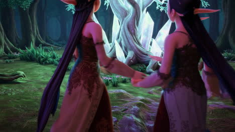 elves in a magical forest