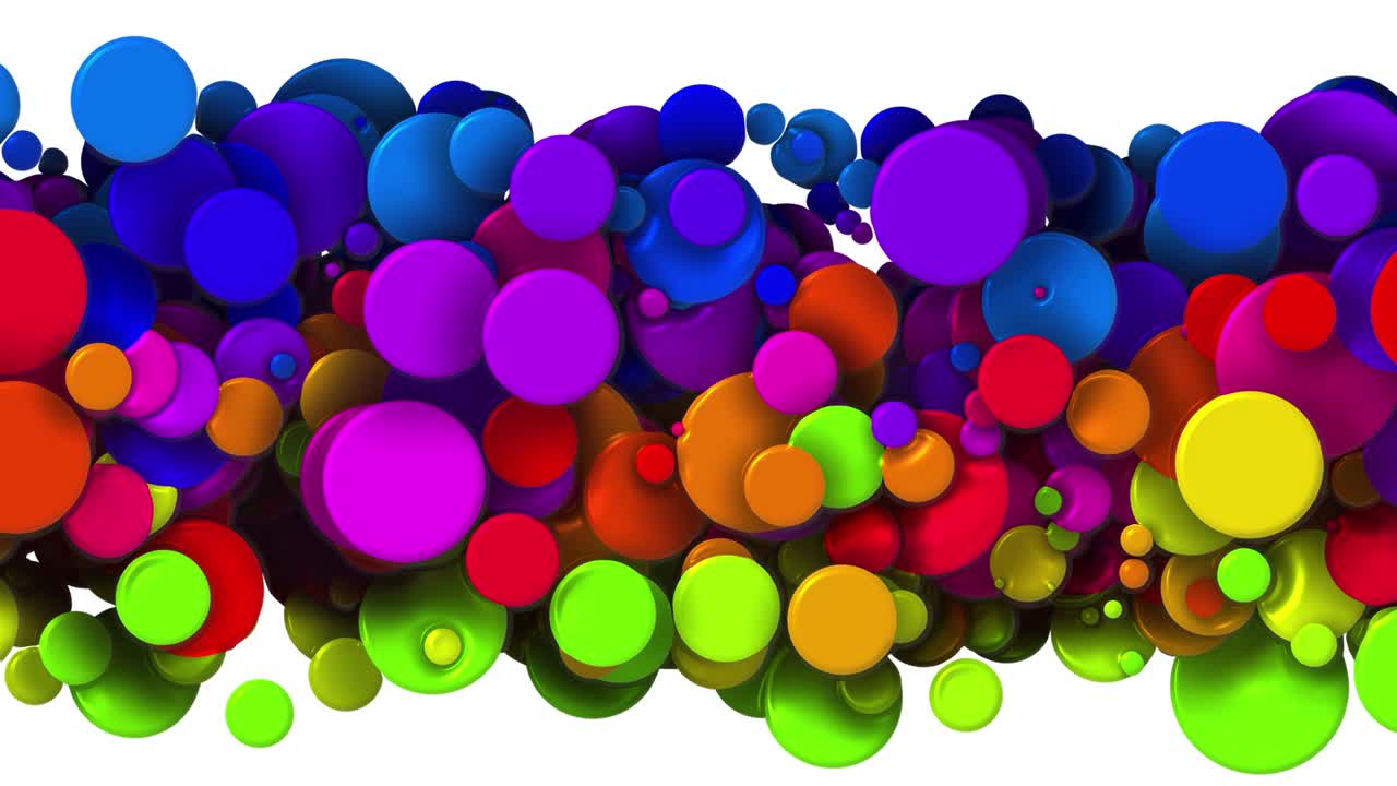 fondo colorido simple con partículas alegres. fondo creativo abstracto sin costuras en bucle de 4k, hermosos círculos multicolores como burbujas de pintura o gotas de tinte. luma mate como canal alfa.