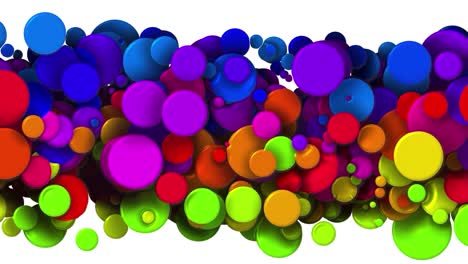 fondo colorido simple con partículas alegres. fondo creativo abstracto sin costuras en bucle de 4k, hermosos círculos multicolores como burbujas de pintura o gotas de tinte. luma mate como canal alfa.