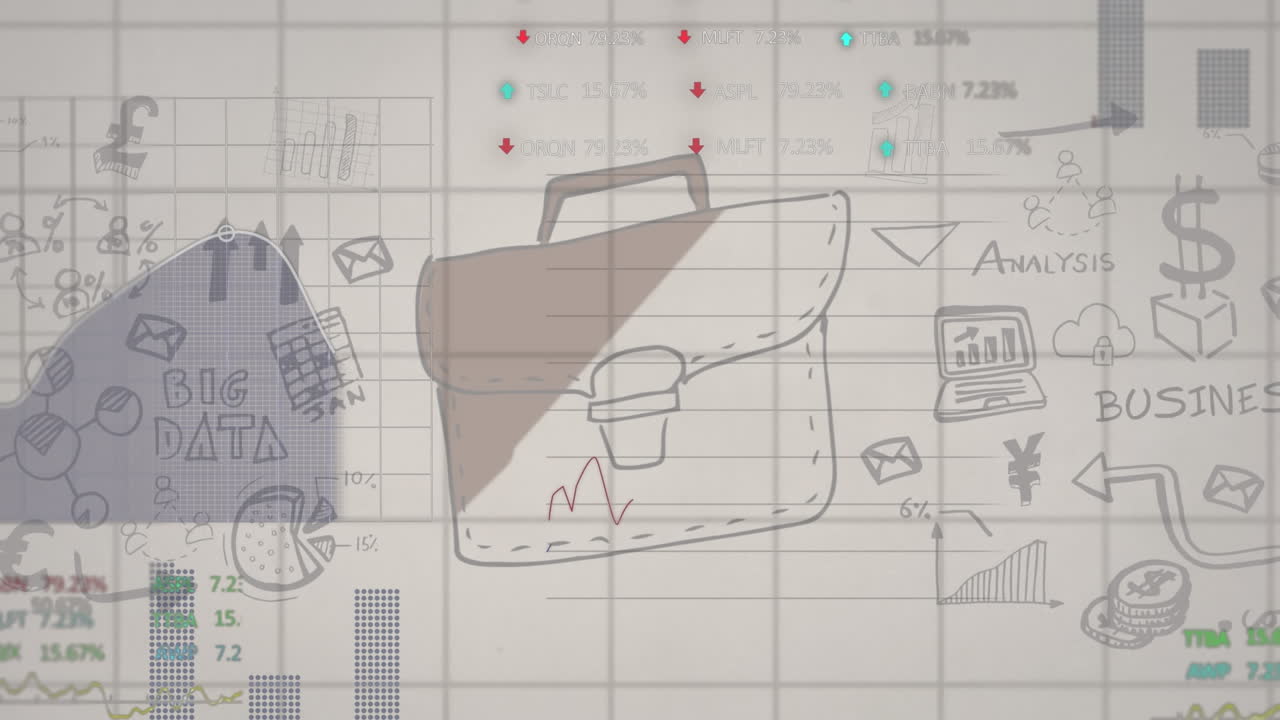 비즈니스 아이콘을 통해 데이터 처리의 애니메이션