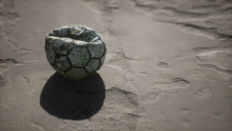 Old-soccer-ball-the-cement-floor