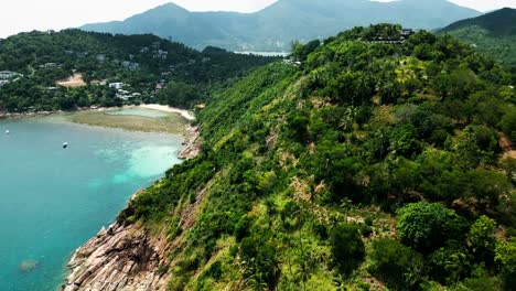 exotic getaway landscape of koh phangan islet thailand's beach hill jungle drone aerial landscape