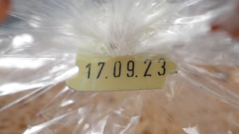 bread packaging with date label