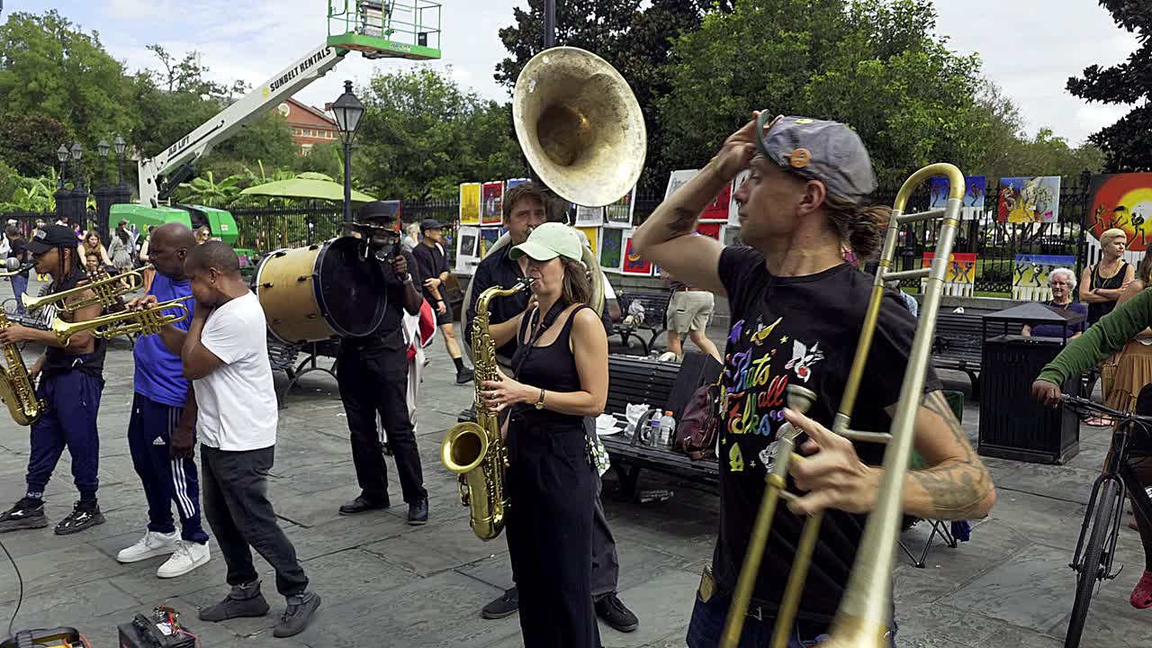 A band entertaing at Jackson Square in New Orleans louisiana