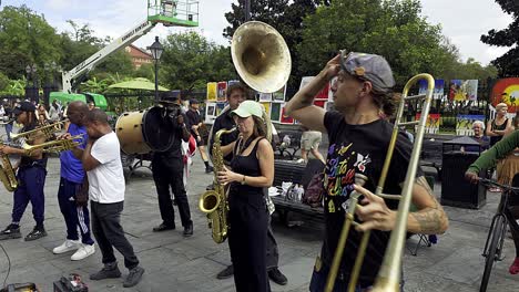 a band entertaing at jackson square in new orleans louisiana