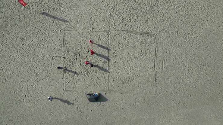 beach soccer in papudo region of valparaiso