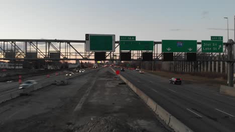 traffic in i-35, minnesota, aerial footage, cars, transportation in the highway in the city