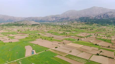 aerial view of beautiful agricultural fields, crete island, greece