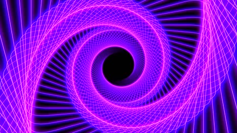 hermoso fondo de animación de marco de alambre en espiral de neón púrpura, 4k