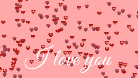 i love you text with hearts on pink background