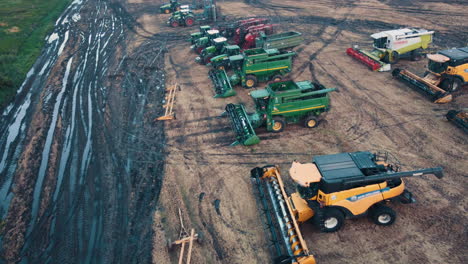 farm machinery parked in a field