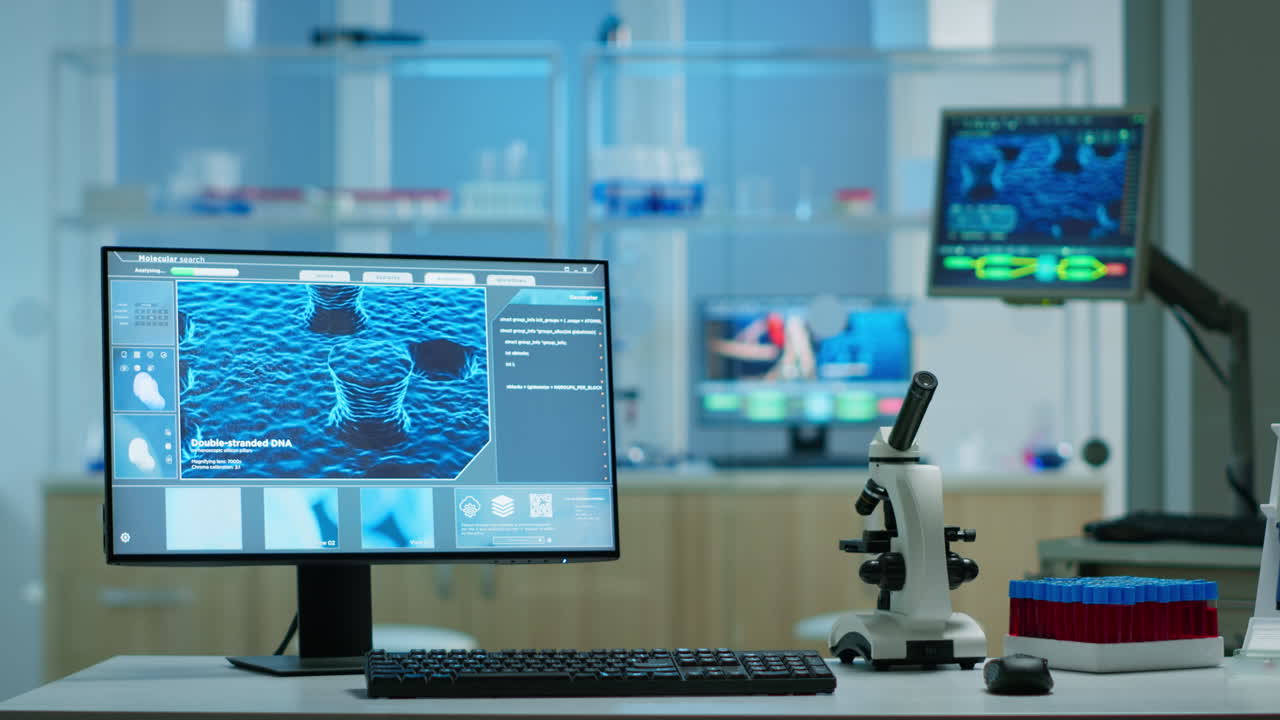 Empty laboratory modernly equipped with nobody in it