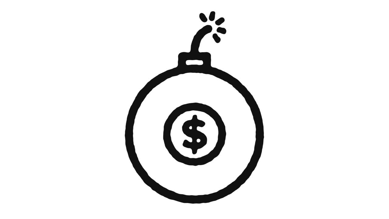 Filmato di animazione dell'icona della crisi finanziaria e canale alfa.