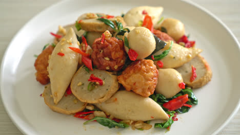 Spicy-stir-fried-fish-balls-with-herbs