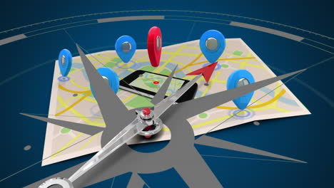 google map with compass