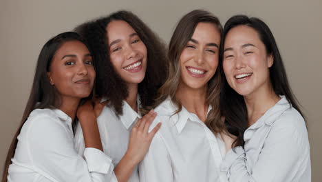 mujeres, grupo y rostro para la belleza