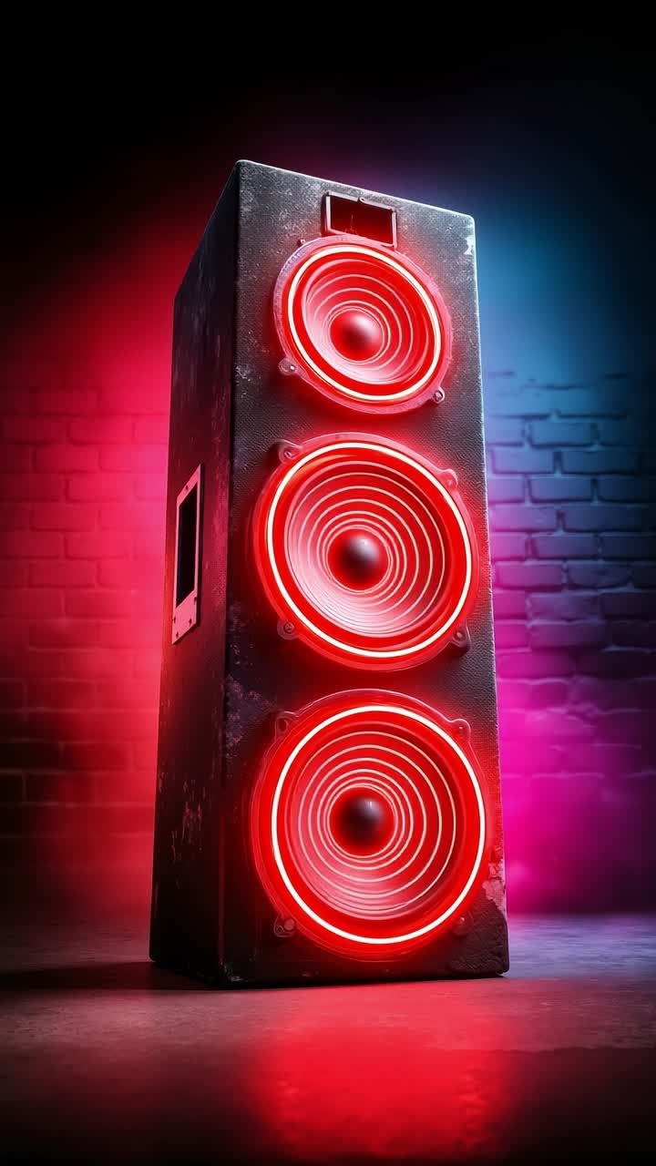 A pair of speakers sitting on top of a brick wall