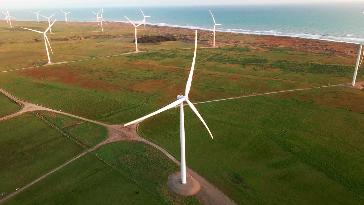 Wind Turbines at sunset in Waverly New Zealand