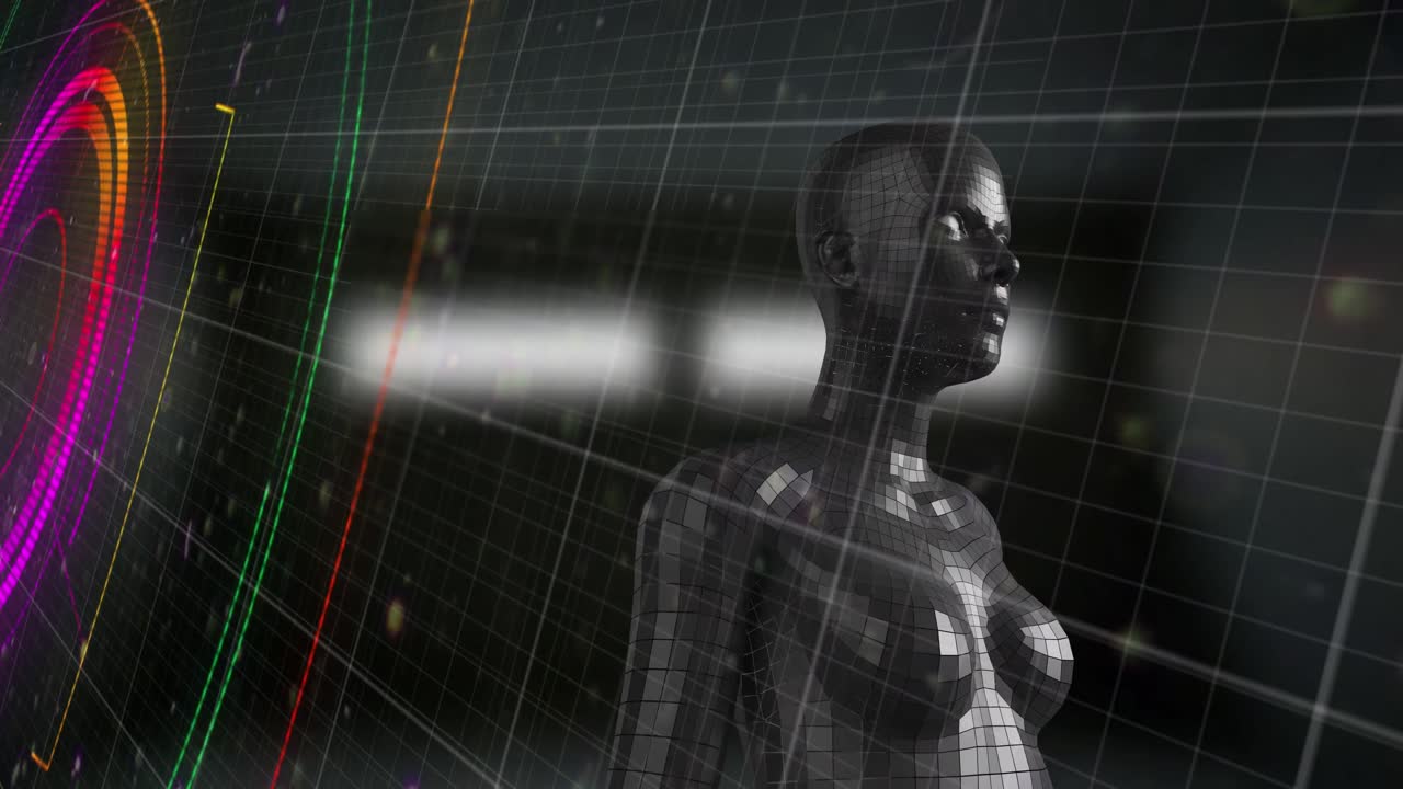 animación de escaneo de alcance y procesamiento de datos sobre el cuerpo humano