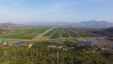 flight over agricultural area in neretva river delta in croatia