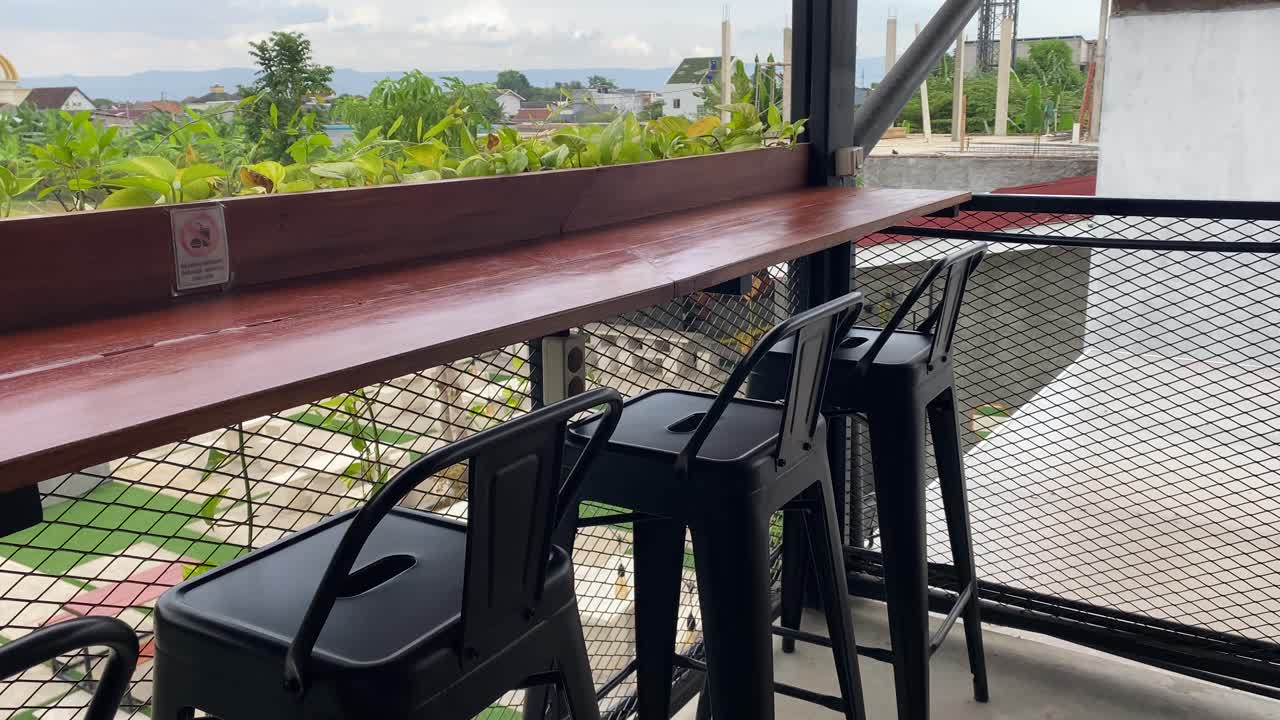 Modern Rooftop Cafe with City View