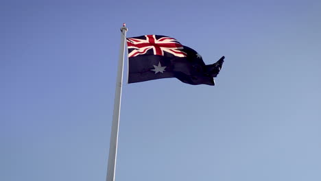 australian "aussie" flag waving in the wind, toowoomba queensland