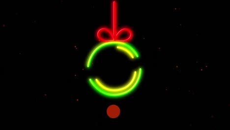 Animation-Der-Weihnachtlichen-Neondekoration-Auf-Schwarzem-Hintergrund