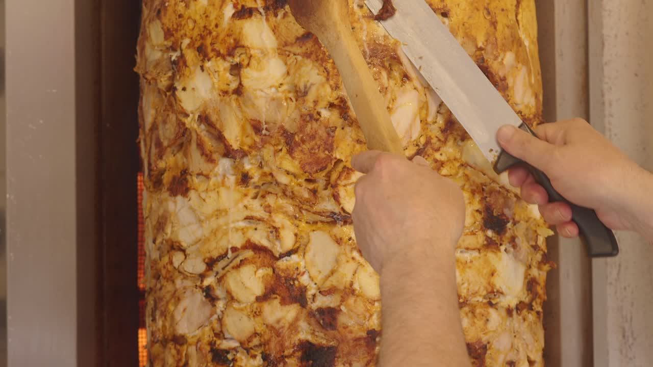 la preparación de shawarma