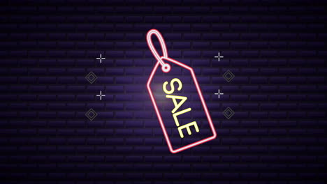 commercial neon light label with tag