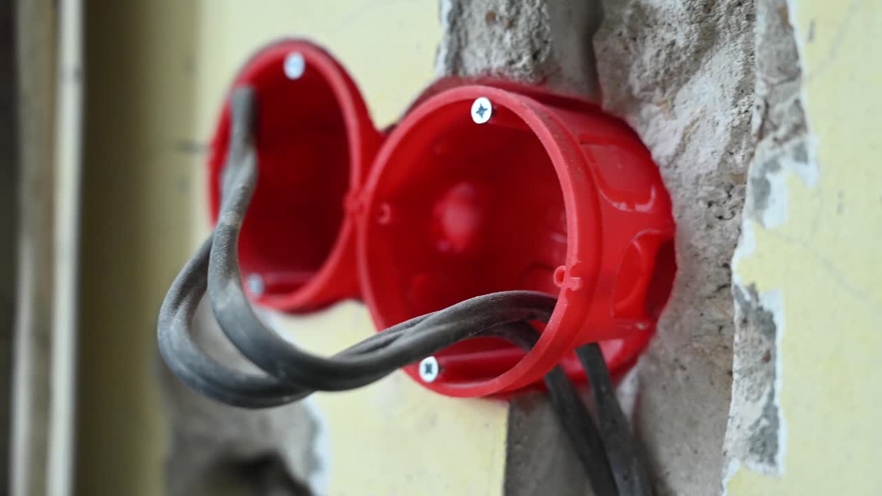 Cables and power sockets under construction