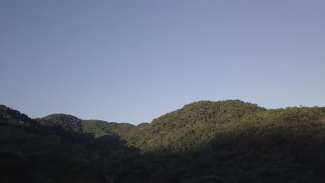 Panorama above Brazilian rainforest at sunset