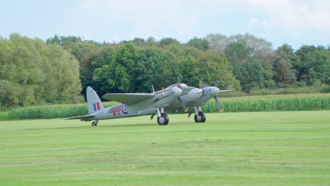 video of the famous second world war mosquito plane and lincoln bomber taxing together along on a raf air-force base in lincolnshire uk