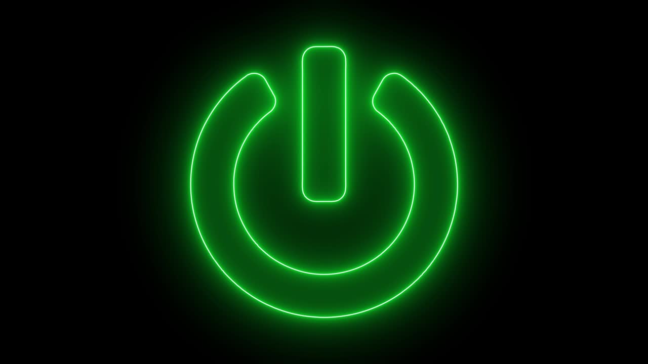 icono de energía de neón brillante sobre fondo negro.