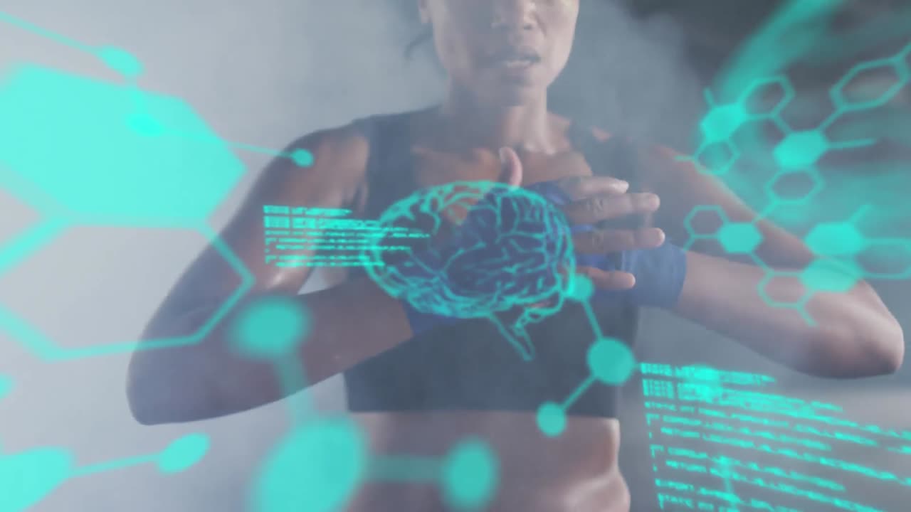 animación de estadísticas y gráficos sobre la mujer preparando sus manos