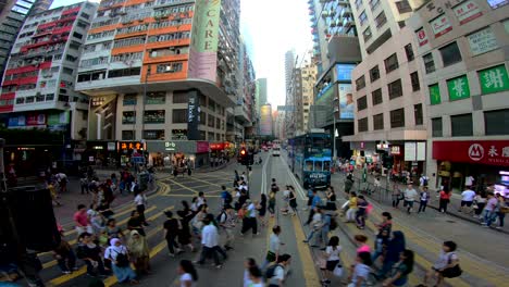 pov hong kong city streets from tramways.