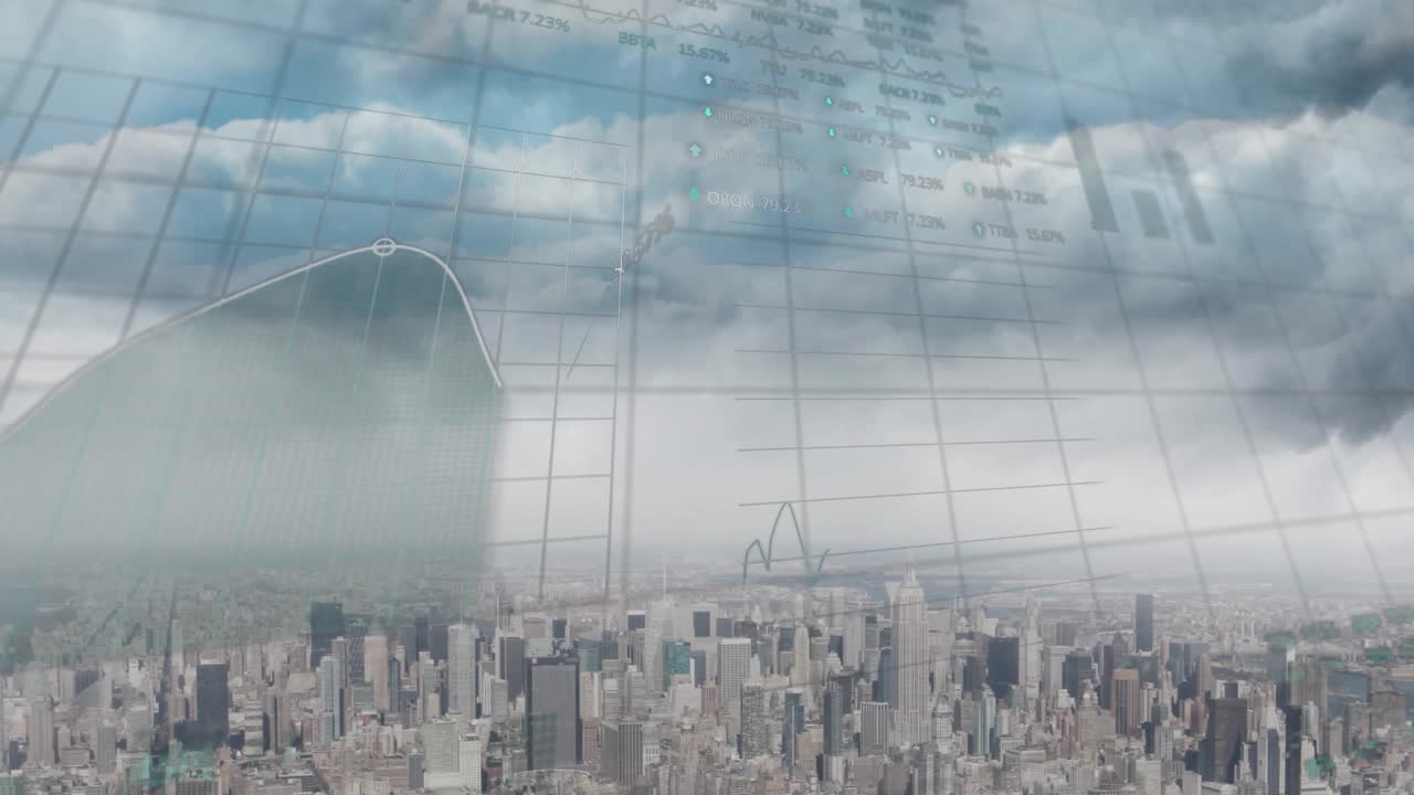 도시 풍경에 대한 데이터 처리 및 다이어그램의 애니메이션