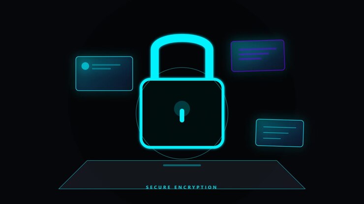 Digital Security Concept with Glowing Padlock Icon