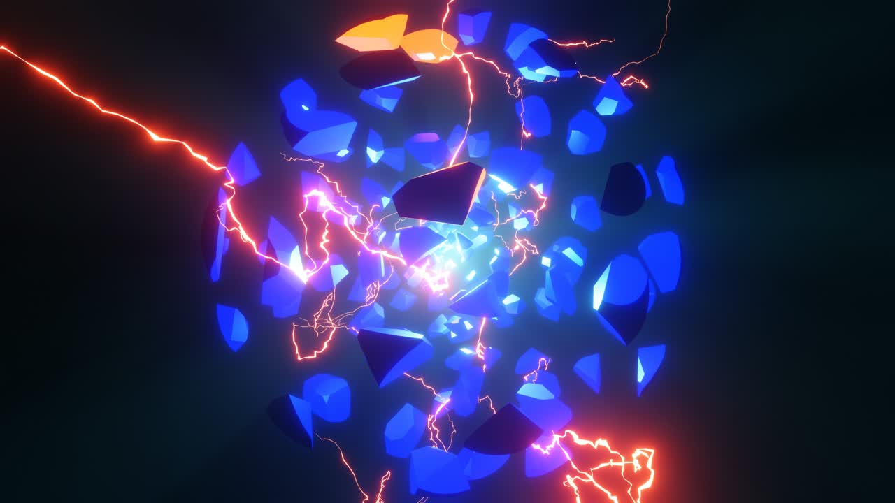 la rotación de una bola mágica con relámpagos.